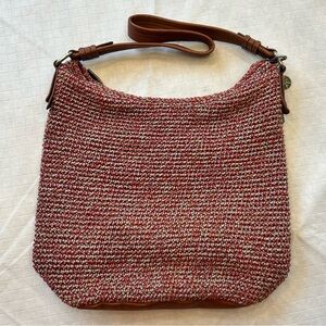 The Sak Red and Brown Hobo Bag crochet leather unusual trendy chic
